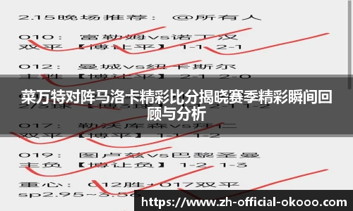 菜万特对阵马洛卡精彩比分揭晓赛季精彩瞬间回顾与分析